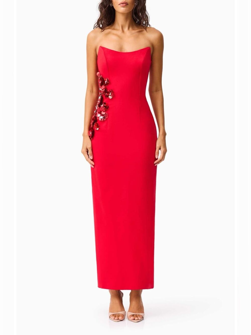 Elliatt Yasmine Strapless Maxi Dress in Red XXL